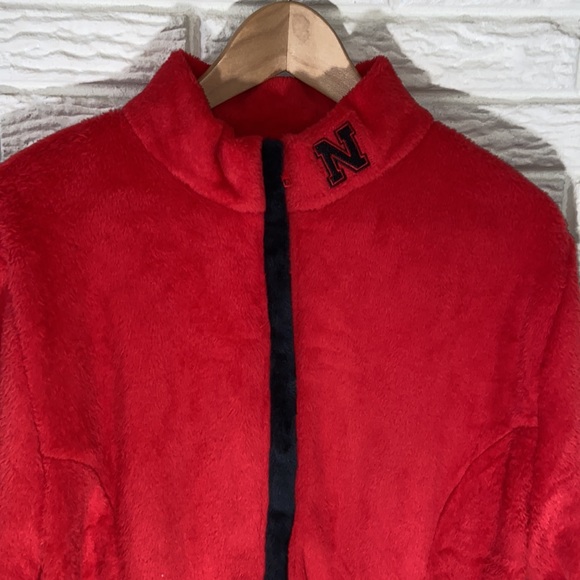 Emerson Street Nebraska Cornhuskers Red Fuzzy Soft Full Zip Jacket Size 1X - Picture 2 of 6